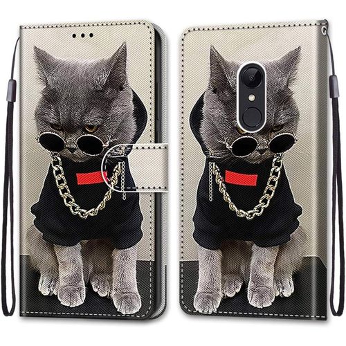 Coque Pour Xiaomi Redmi 5, Etui En Cuir Pu Portefeuille Housse Coque Avec 360 Degres Silicone Antichoc Protection Cover Cuir Pochette Magnetique Und Flip Bequille (Chats 3)