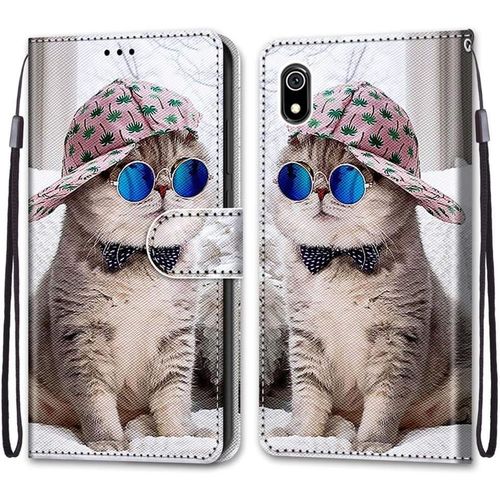 Coque Pour Xiaomi Redmi 7a, Etui En Cuir Pu Portefeuille Housse Coque Avec 360 Degres Silicone Antichoc Protection Cover Cuir Pochette Magnetique Und Flip Bequille (Chats 4)
