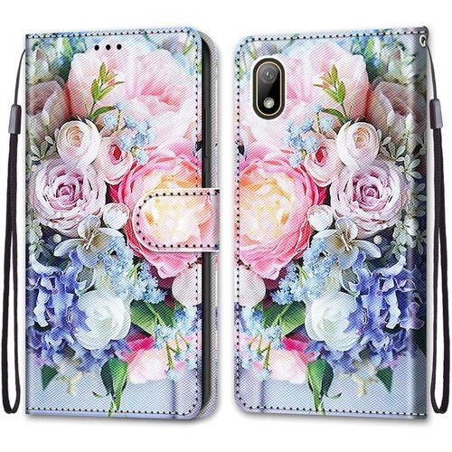 Coque Pour Huawei Y5 2019 / Honor 8s, Etui En Cuir Pu Portefeuille Housse Coque Avec 360 Degres Silicone Antichoc Protection Cover Cuir Pochette Magnetique Und Flip Bequille (Fleur 3)