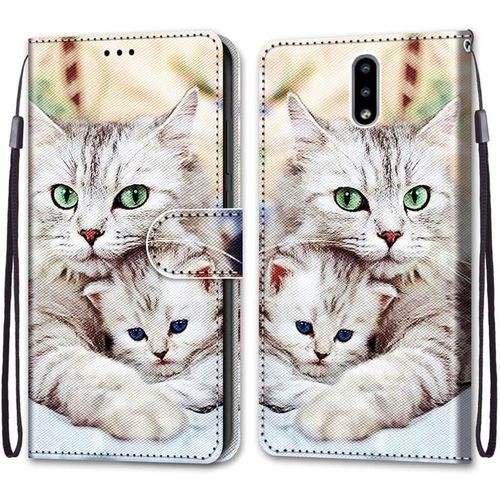 Coque Pour Nokia 2.3, Etui En Cuir Pu Portefeuille Housse Coque Avec 360 Degres Silicone Antichoc Protection Cover Cuir Pochette Magnetique Und Flip Bequille (Chats 2)