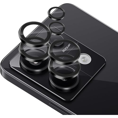 Protecteur Caméra Arrière Pour Xiaomi Redmi Note 13 Pro 5g - 2x Verre Trempé 9h + Anneau Aluminium, Hd Oléophobe, Antirayures - Noir