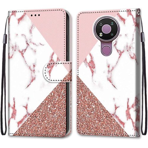 Coque Pour Nokia 3.4, Etui En Cuir Pu Portefeuille Housse Coque Avec 360 Degres Silicone Antichoc Protection Cover Cuir Pochette Magnetique Und Flip Bequille (Marbre)
