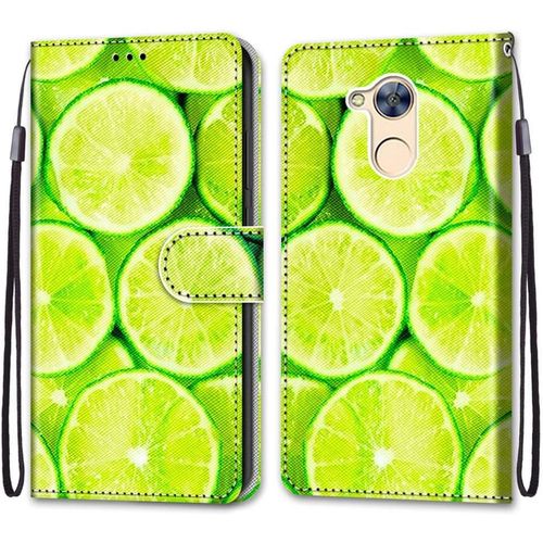 Coque Pour Huawei Honor 6a, Etui En Cuir Pu Portefeuille Housse Coque Avec 360 Degres Silicone Antichoc Protection Cover Cuir Pochette Magnetique Und Flip Bequille (Citron)