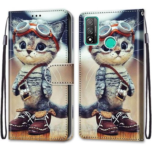 Coque Pour Huawei P Smart 2020, Etui En Cuir Pu Portefeuille Housse Coque Avec 360 Degres Silicone Antichoc Protection Cover Cuir Pochette Magnetique Und Flip Bequille (Chat 1)