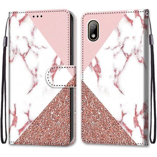 Coque Pour Huawei Y5 2019 / Honor 8s, Etui En Cuir Pu Portefeuille Housse Coque Avec 360 Degres Silicone Antichoc Protection Cover Cuir Pochette Magnetique Und Flip Bequille (Marbre)
