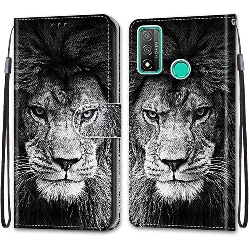 Coque Pour Huawei P Smart 2020, Etui En Cuir Pu Portefeuille Housse Coque Avec 360 Degres Silicone Antichoc Protection Cover Cuir Pochette Magnetique Und Flip Bequille (Lion)