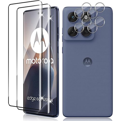 Verre Trempé Pour Motorola Moto Edge 60 Fusion - Pack 2 Protections Écran + 2 Protections Caméra, 9h, Hd, Anti-Empreintes, Sans Bulles