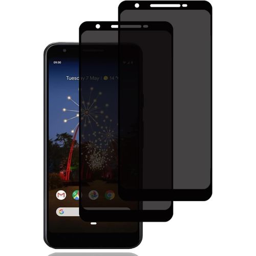 Verre Trempé Anti¿Espion 2 Pièces Pour Google Pixel 3a ¿ Protection Écran Confidentialité 9h, Anti¿Rayures, Anti¿Empreintes, Haute Définition, Pose Facile