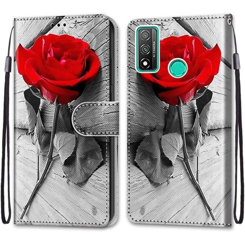 Coque Pour Huawei P Smart 2020, Etui En Cuir Pu Portefeuille Housse Coque Avec 360 Degres Silicone Antichoc Protection Cover Cuir Pochette Magnetique Und Flip Bequille (Rose)