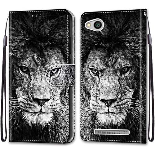 Coque Pour Xiaomi Redmi 5a, Etui En Cuir Pu Portefeuille Housse Coque Avec 360 Degres Silicone Antichoc Protection Cover Cuir Pochette Magnetique Und Flip Bequille (Lion)