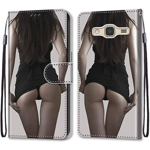 Coque Pour Samsung Galaxy J3 2016, Etui En Cuir Pu Portefeuille Housse Coque Avec 360 Degres Silicone Antichoc Protection Cover Cuir Pochette Magnetique Und Flip Bequille (Fille Sexy)