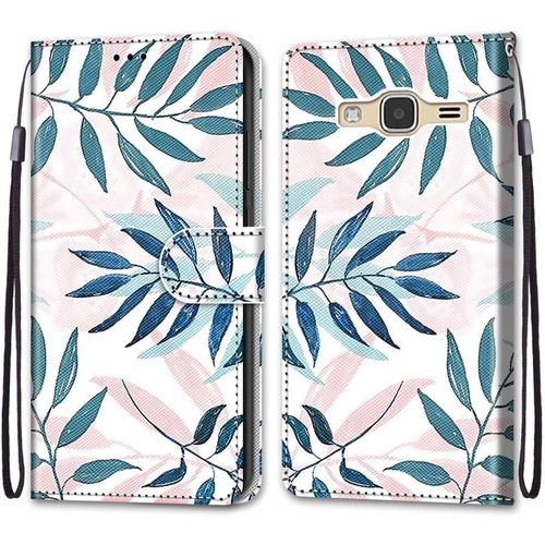Coque Pour Samsung Galaxy J3 2016, Etui En Cuir Pu Portefeuille Housse Coque Avec 360 Degres Silicone Antichoc Protection Cover Cuir Pochette Magnetique Und Flip Bequille (Conifere)