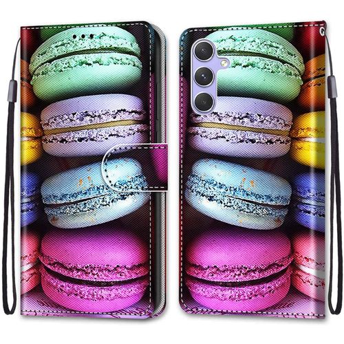 Coque Pour Samsung Galaxy A24 4g, Etui En Cuir Pu Portefeuille Housse Coque Avec 360 Degres Silicone Antichoc Protection Cover Cuir Pochette Magnetique Und Flip Bequille (Macarons)