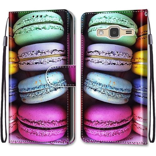 Coque Pour Samsung Galaxy J3 2016, Etui En Cuir Pu Portefeuille Housse Coque Avec 360 Degres Silicone Antichoc Protection Cover Cuir Pochette Magnetique Und Flip Bequille (Macarons)