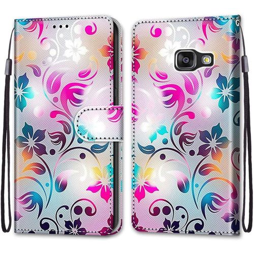 Coque Pour Samsung Galaxy A3 2016 / A310, Etui En Cuir Pu Portefeuille Housse Coque Avec 360 Degres Silicone Antichoc Protection Cover Cuir Pochette Magnetique Flip Bequille (Fleur 1)