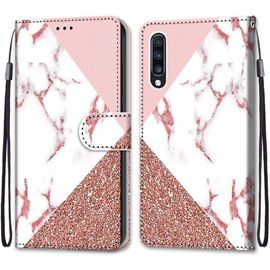 Coque Pour Samsung Galaxy A70, Etui En Cuir Pu Portefeuille Housse Coque Avec 360 Degres Silicone Antichoc Protection Cover Cuir Pochette Magnetique Und Flip Bequille (Marbre)