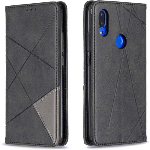 Coque Pour Xiaomi Redmi 7, Housse Portefeuille En Cuir Etui De Protection Avec Slim Tpu Silicone Bumper Antichoc Magnetique Flip Case, Porte Cartes Avec Fonction Support Cover (Noir)
