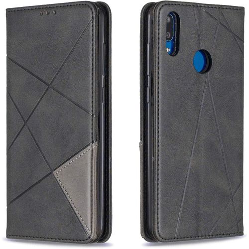 Coque Pour Huawei Y7 2019, Housse Portefeuille En Cuir Etui De Protection Avec Slim Tpu Silicone Bumper Antichoc Magnetique Flip Case, Porte Cartes Avec Fonction Support Cover (Noir)