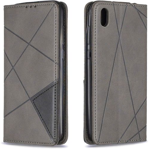 Coque Pour Huawei Y5 2019 / Honor 8s, Housse Portefeuille En Cuir Etui De Protection Avec Tpu Silicone Bumper Antichoc Magnetique Flip Case, Porte Cartes Avec Fonction Support Cover (Gris)