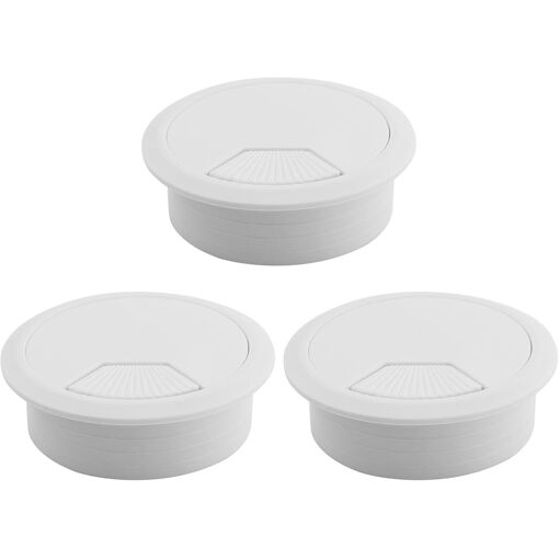 3 Pack 60mm Desk Cable Tidy White Plastic Cable Tidy Table Top Tidy...