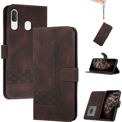 Coque Pour Samsung Galaxy A20e/A10e,Portefeuille Etui Housse En Cuir Protection Avec Porte Cartes,Fentes Pour Cartes,Fonction De Support,Fermeture Magnetique-Marron