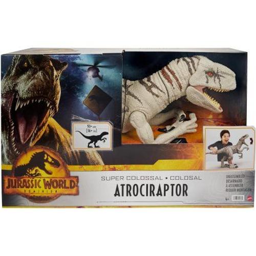 Dinosaure Supercolosal Atrociraptor 96 Cm - Articulé - Jurassic World - Dino Xxl - Set Animaux Préhistorique Giganteste + 1 Carte