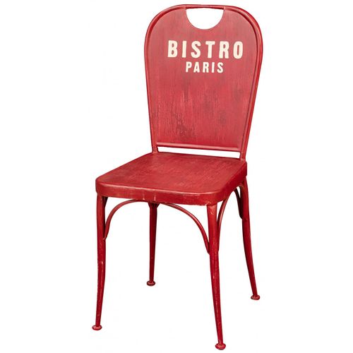 Chaise De Forme "Bistro De Paris" En Fer Avec Finition Rouge Antique L43xpr48xh92 Cm
