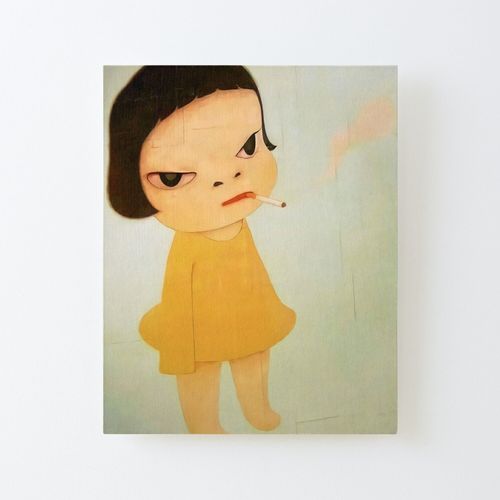 Canevas imprimer Fumer Girl Yoshimoto Nara Peinture petite fille mignonne Impression sur toile Roulée Tableau Art Décoration Murale / Sans cadre 40X50cm