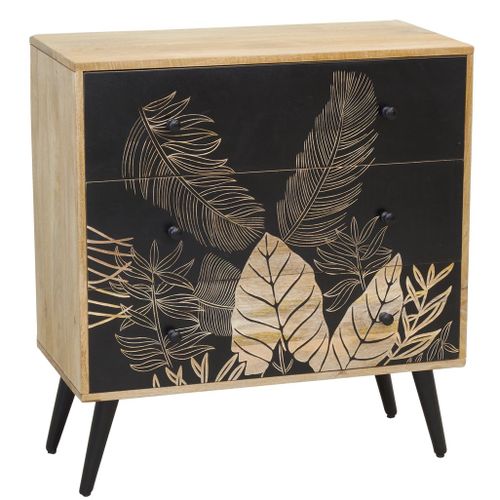 Commode En Manguier Naturel Et Teinté Noir Tropica