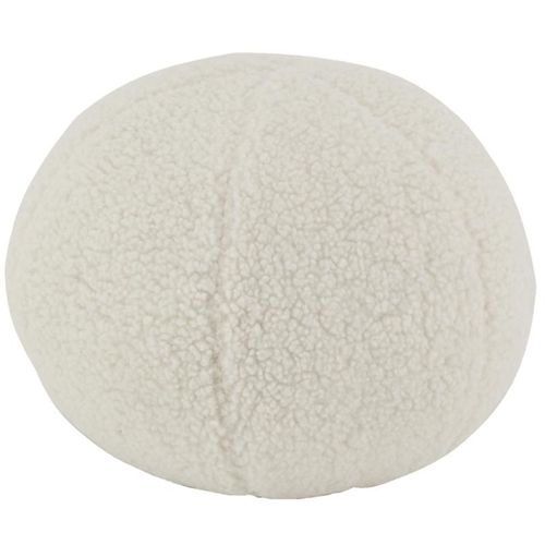 Pouf En Tissu Bouclettes Blanc Rond