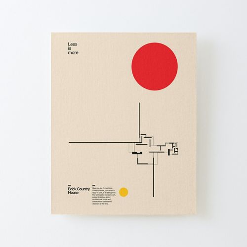 Canevas imprimer Brick Country House, Ludwig Mies van der Rohe, Architecture minimale Bauhaus Design Impression sur toile Roulée Tableau Art Décoration Murale / Sans cadre 40X50cm