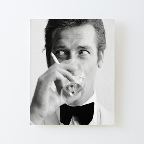 Canevas imprimer Roger Moore avec Martini rétro vintage Impression sur toile Roulée Tableau Art Décoration Murale / Sans cadre 40X50cm