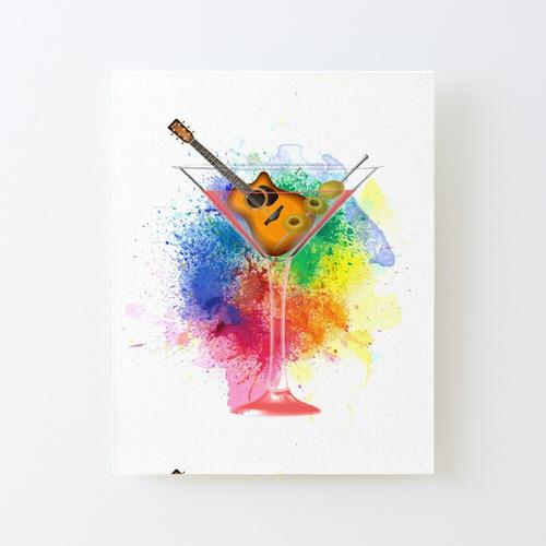 Canevas imprimer guitare en verre cocktail avec olives martini fierté couleurs microphone couleurs couleurs Impression sur toile Roulée Tableau Art Décoration Murale / Sans cadre 40X50cm