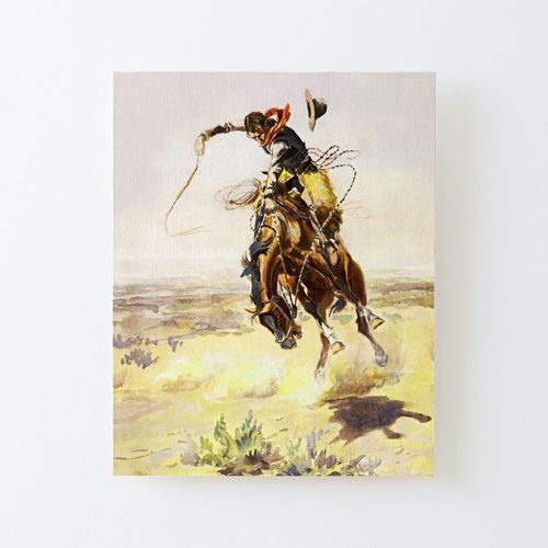 Canevas imprimer «A Bad Hoss» de Charles M Russell Impression sur toile Roulée Tableau Art Décoration Murale / Sans cadre 40X50cm