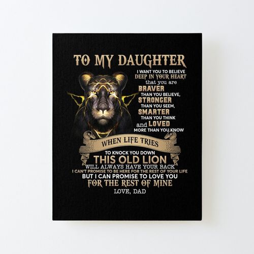 Canevas imprimer À ma fille amour de papa éclairage face lion drôle Impression sur toile Roulée Tableau Art Décoration Murale / Sans cadre 40X50cm