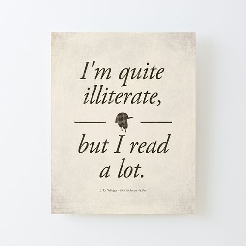 Canevas imprimer Le J. D. Salinger's The Catcher in the Rye - Citation littéraire, les amoureux du livre, Bookish Home Impression sur toile Roulée Tableau Art Décoration Murale / Sans cadre...