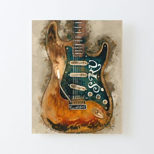 Canevas imprimer Guitare électrique de Stevie Ray Vaughan Impression sur toile Roulée Tableau Art Décoration Murale / Sans cadre 40X50cm