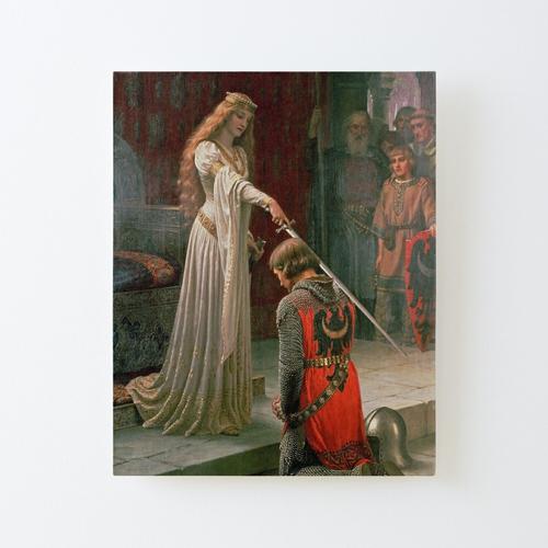 Canevas imprimer Accolade par Edmund Blair Leighton Médiéval Knight Sword et Lady Original Painting HD Impression sur toile Roulée Tableau Art Décoration Murale / Sans cadre 40X50cm