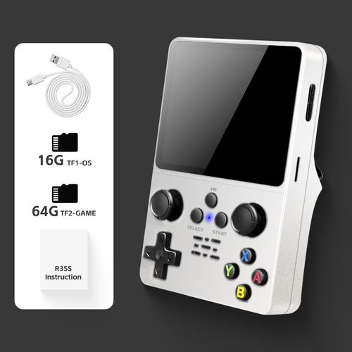 64g Blanc - R35s-Console De Jeu Rtro Portable, Systme Linux, cran Ips 3.5 Pouces, Lecteur Vido De Poche 2023