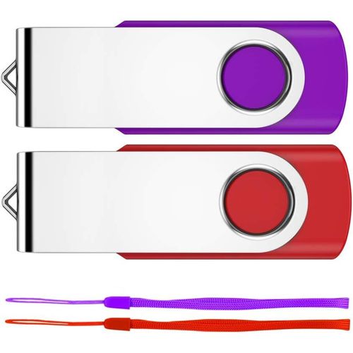 64GB Memory Stick 2 Pack-USB Flash Drives USB 2.0 Swivel Design Pen Drive,Thumb Drive for Data Storage,Zip Drive and Jump Drive with LED Light-2 Colour