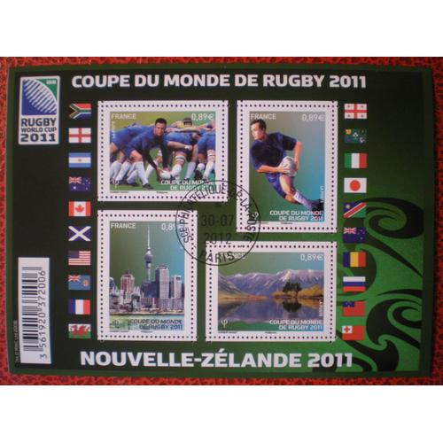 Coupe Du Monde De Rugby 2011 En Nouvelle-Zélande - Bloc Feuillet Oblitéré - France - F4576 - Année 2011 - Y&t N° 4576, 4577, 4578 Et 4579