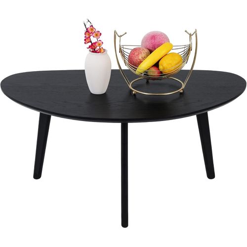 Table Basse Ovale De Salon,Table De Manguier Massif Et Pieds De Table En Bois De Chêne,Style Industriel,Pour Salon,Chambre,85Cm(Noir)