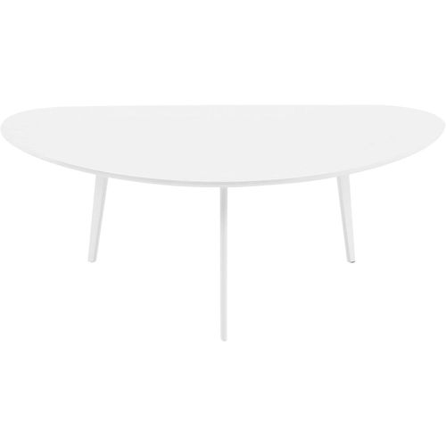 Table Basse Ovale De Salon,Table De Manguier Massif Et Pieds De Table En Bois De Chêne,Style Industriel,Pour Salon,Chambre,120Cm(Blanc)