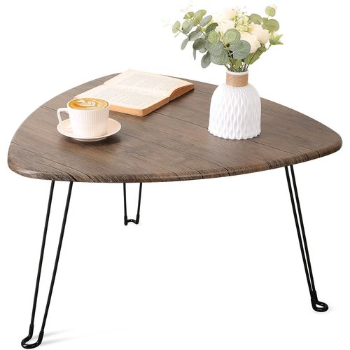 Petite Table Basse Pliante En Bois Avec Pieds En Acier Marron Clair,Table Basse Triangulaire Moderne Du Milieu Du Siècle,Table Basse Pour Petits Espaces,Bureau À Domicile