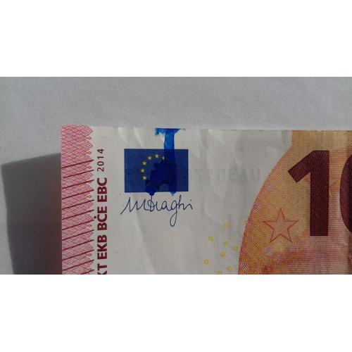 Billet 10 Euros Fauté France U001d1 2014 - Tache D'encre Drapeau Europe - Tres Bon Etat