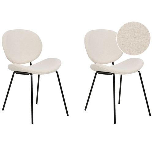 Lot De 2 Chaises De Salle À Manger En Tissu Bouclé Blanc Luana