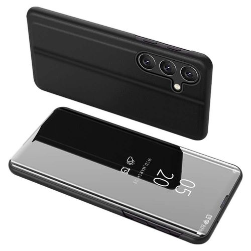 Housse Pour Samsung Galaxy A24 4g / A25 5g - Etui Coque Portefeuille Clear View + Verre Trempe - Noir