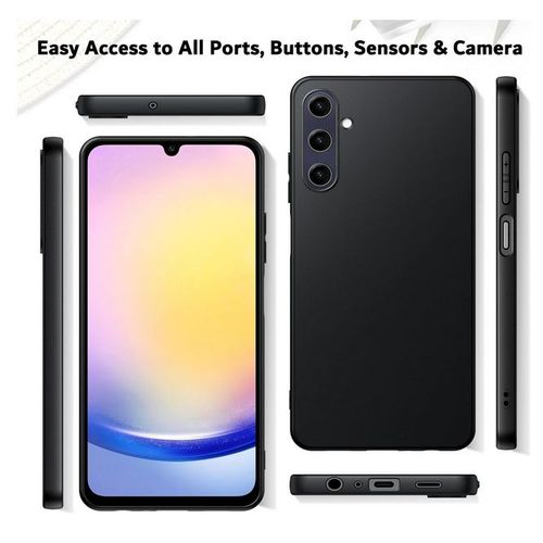 Coque Pour Samsung Galaxy A24 4g / A25 5g - Housse Etui Silicone Gel Fine + Verre Trempe - Noir