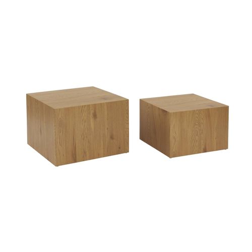 Lot De 2 Tables Basses Carrées Effet Frêne Sylva L 58 X L 58 X H 40cm / L 50 X L 50 X H 33cm