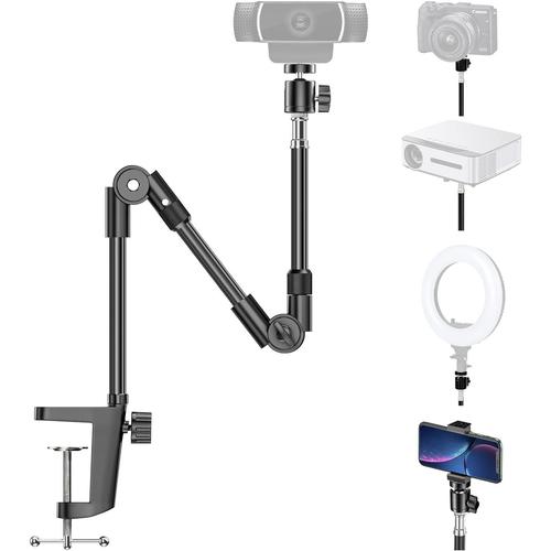 Support de Cam¿¿ra Webcam avec Porte T¿¿l¿¿phone, Support Projecteur 63,5cm Pliable Flexible Col de Cygne, Support Webcam pour Logitech C922 C930e C920S C920 C615 C960 Brio 4K, Gopro Hero 8 7 6 5